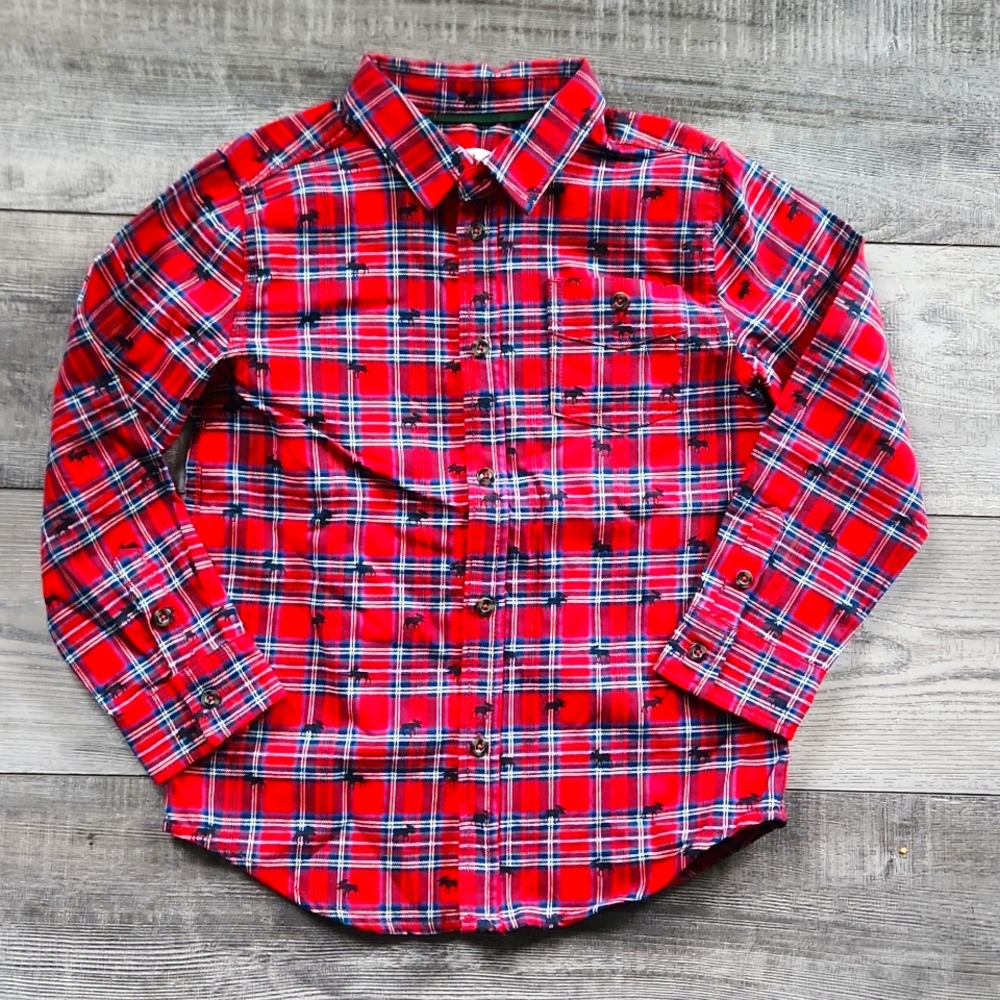 Hatley Holiday Plaid Moose Shirt New w/o Tags
